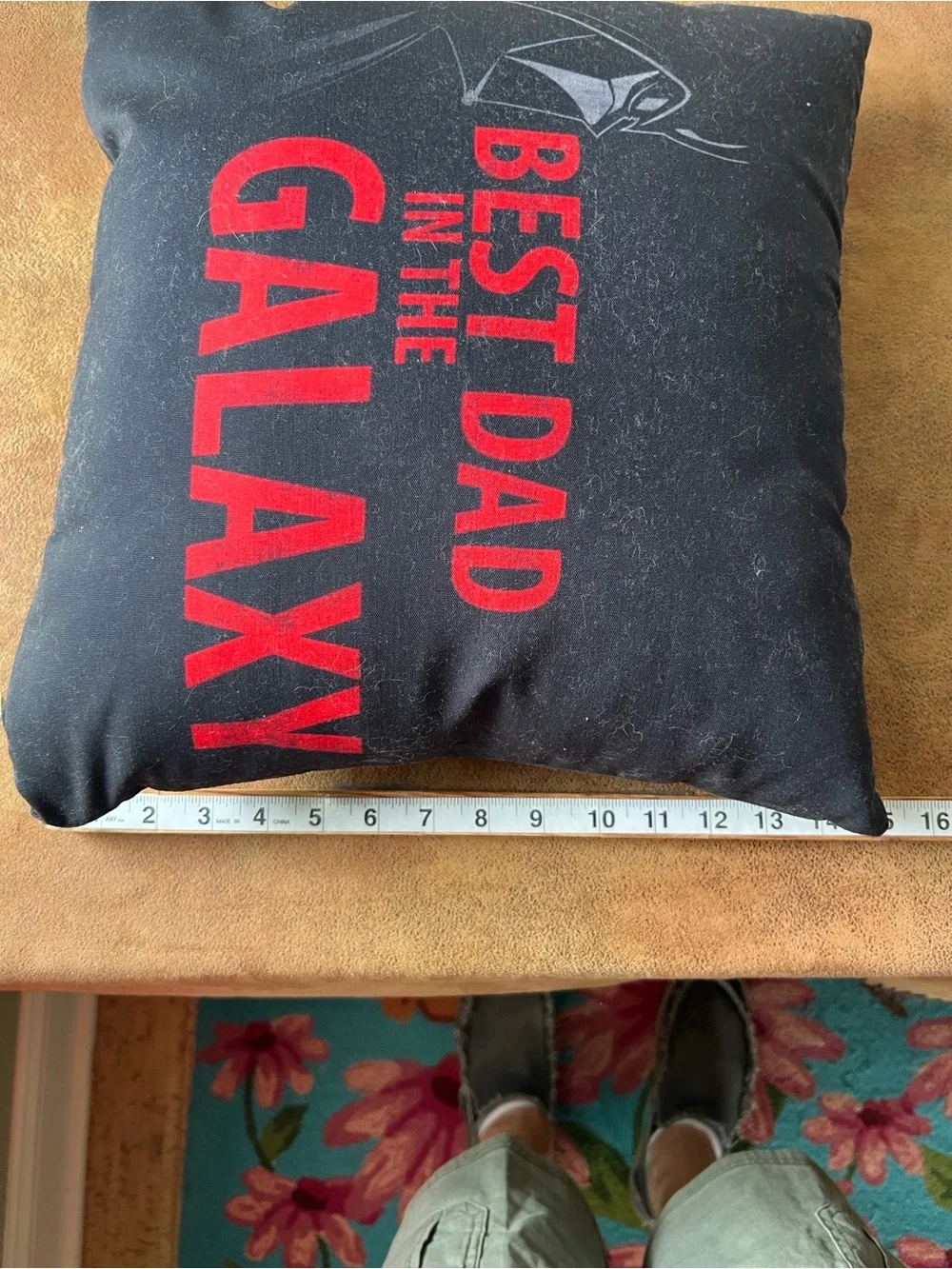 Star Wars Black Pillow with Red 'Best Dad in the Galaxy' Text